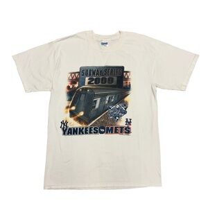 Vintage 2000 Subway Series Yankees Mets Graphic T-Shirt Large White